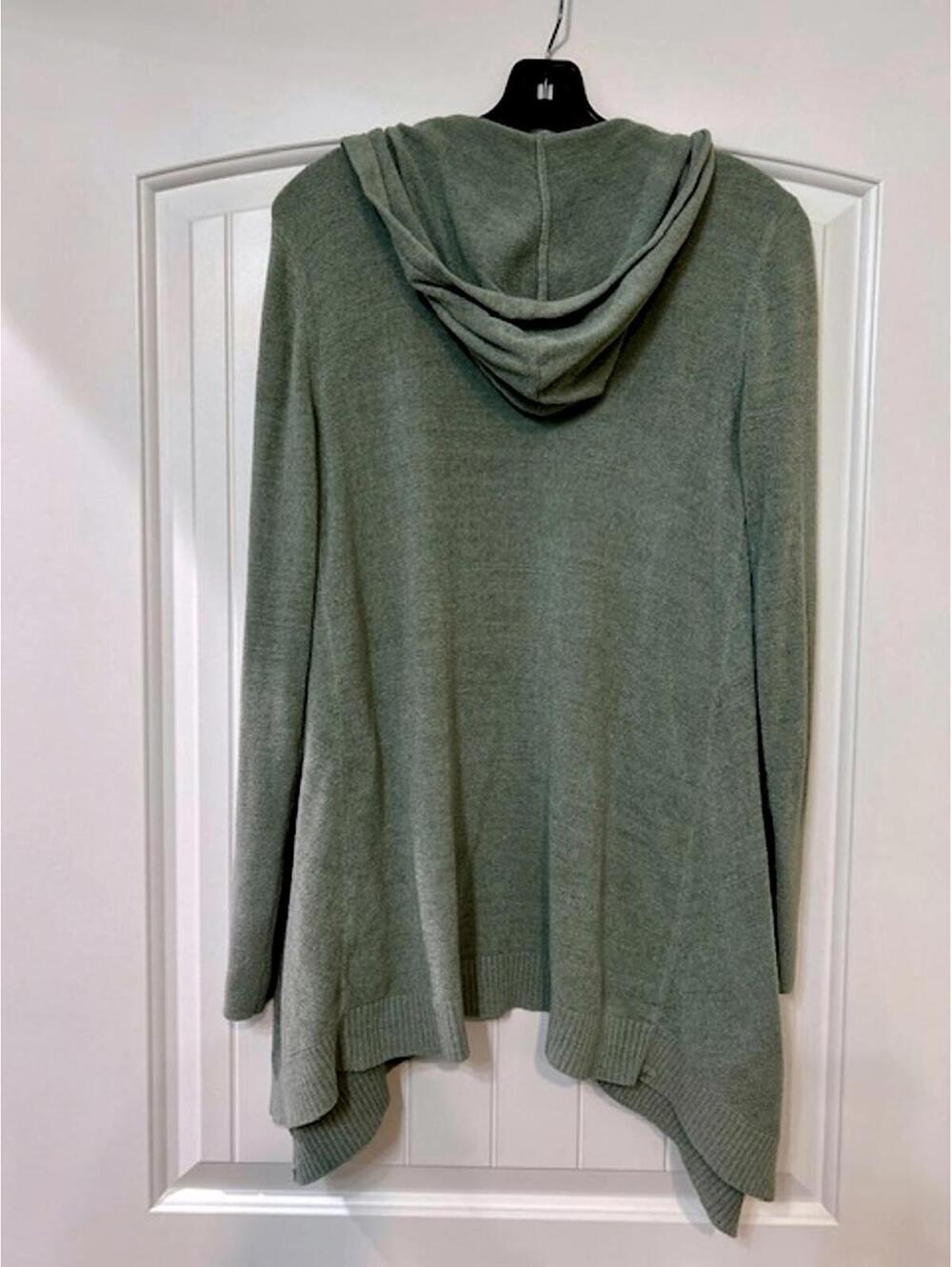 🌿 Barefoot Dreams CozyChic Ultra Lite Hooded Cardigan Sage Shimmer (S)-Cute - Picture 4 of 6